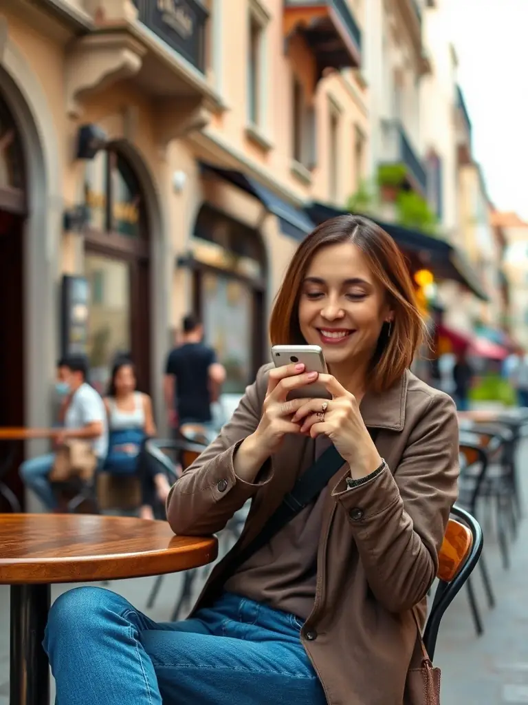 A person using their mobile phone while traveling abroad, showcasing DU's reliable roaming services.